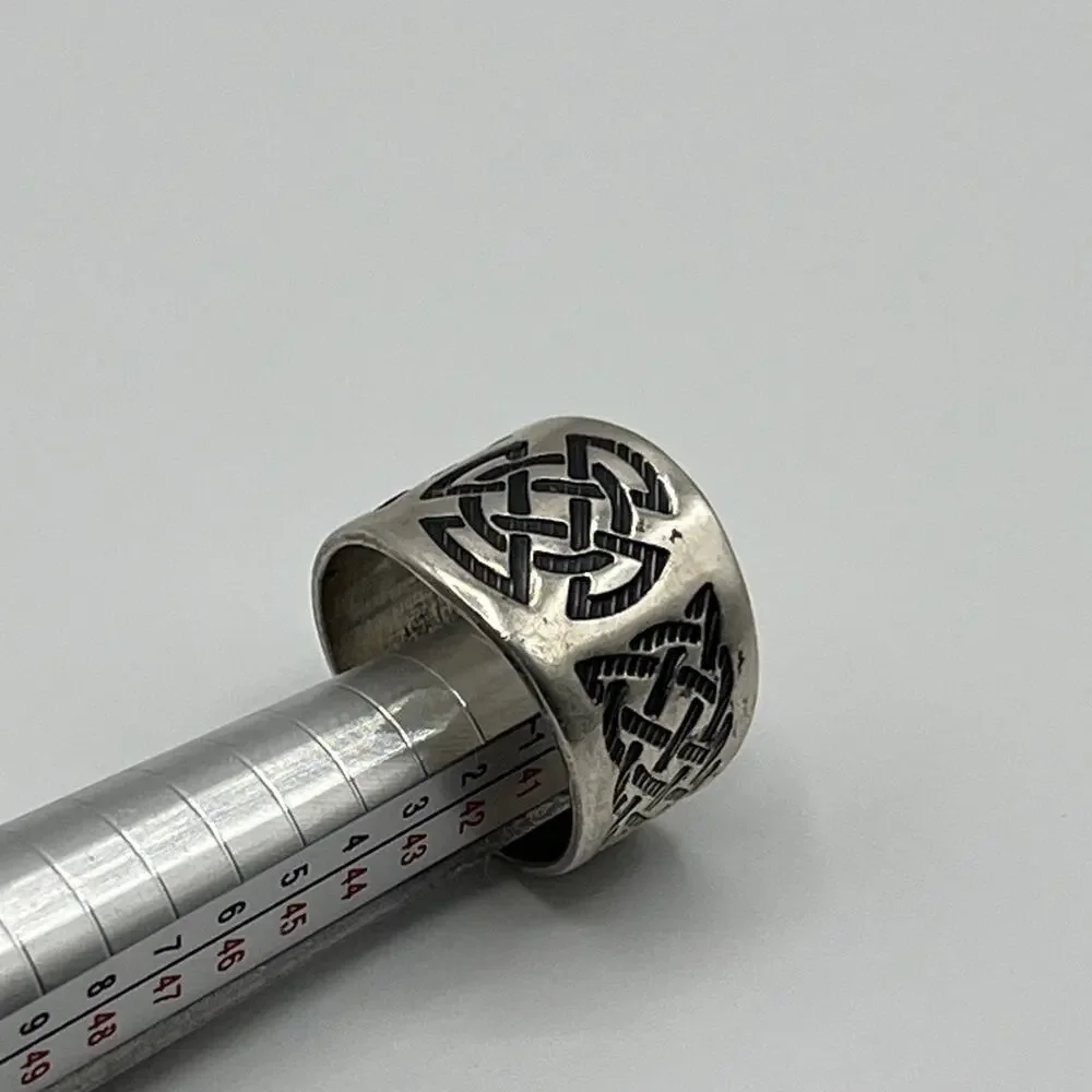 STERLING SILVER Oxidized CELTIC KNOT BAND RING Men’s SIZE 11.5 925 Vintage Rare